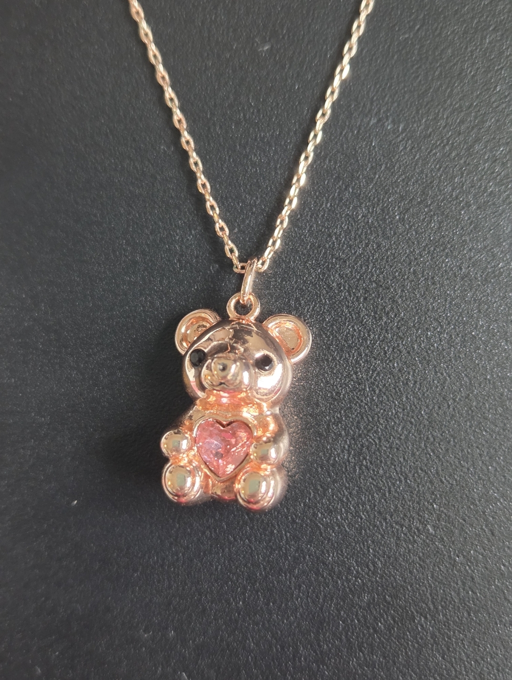 Rose Gold Teddy Bear Pendant Necklace